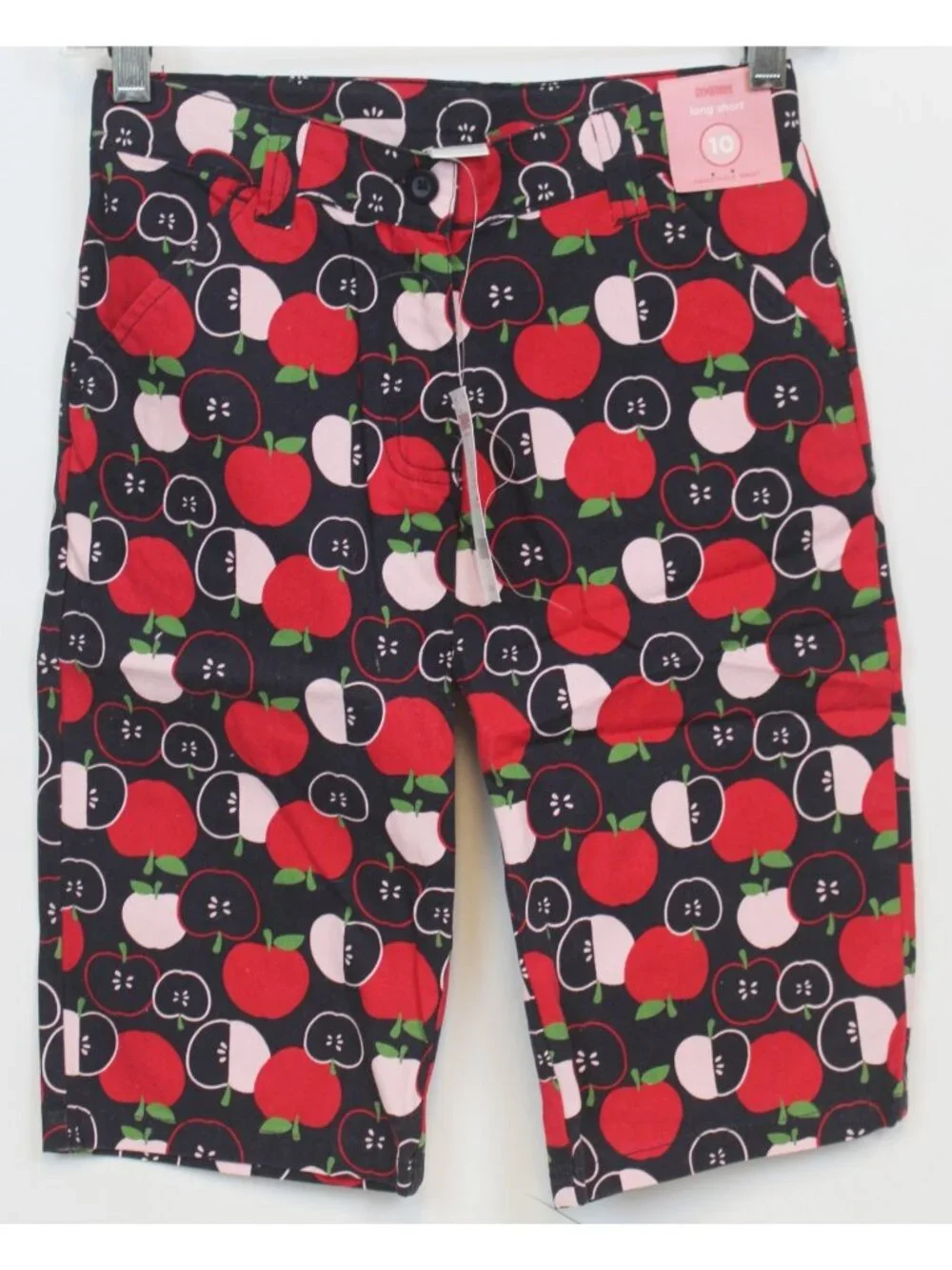 2008 Gymboree Prep School Long Shorts sz 10 Navy Apples BTS Adjustable Waist Fal